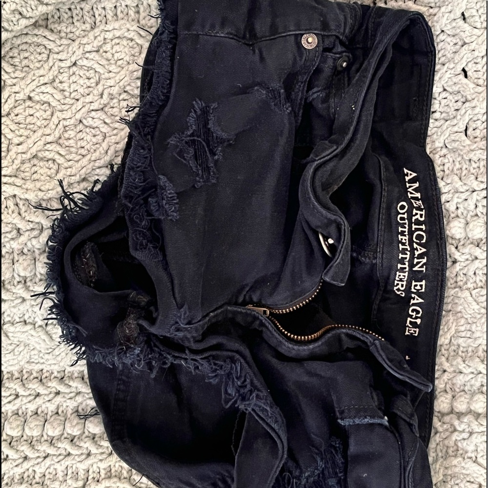 Black Short Distressed Jean Shorts